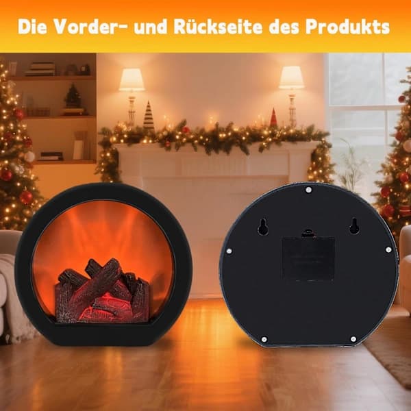 LED Fireplace, Table Lamp Fireplace, Touch Control, Electric Fireplace with Flame Effect, USB and Batteries, Fireplace Simulation, A-FY-