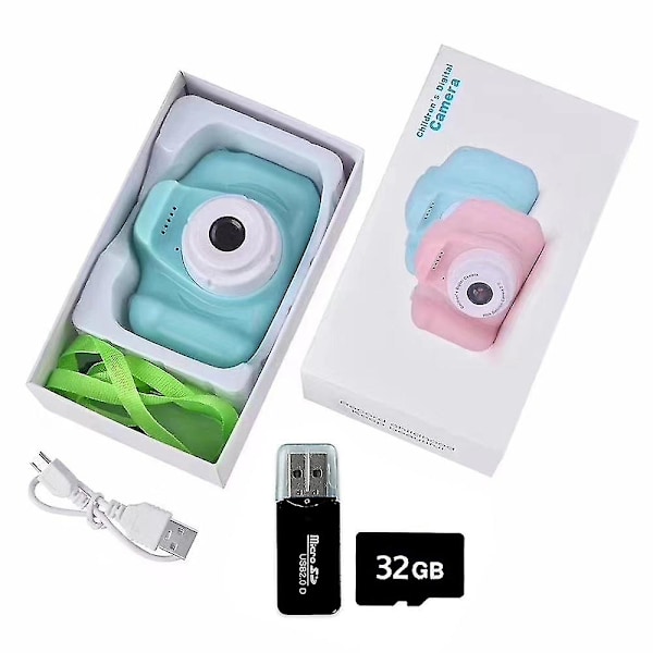 Smart Mini Kamera Barnkamera 1080p HD Digitalkamera Skärm Med 32GB-kort green