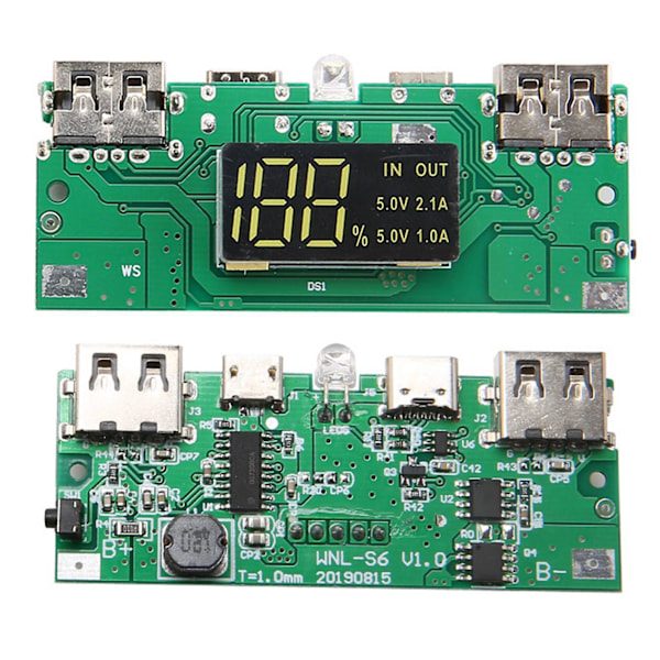 18650 Batteri Power Bank Box 5V 2.1A LCD Display 20000MAh Power Board til 6X18650 Batteri DIY Power