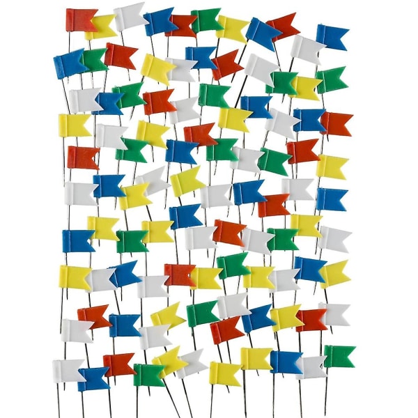 100 stycken markörflaggor i ett Xxl-paket; Flaggnålar i 5 färger