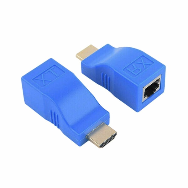 Hdmi-forlænger Hdmi til Rj45 over Cat 5e/6 netværks-Lan-ethernet-adapter 4k 1080peunyny Blue