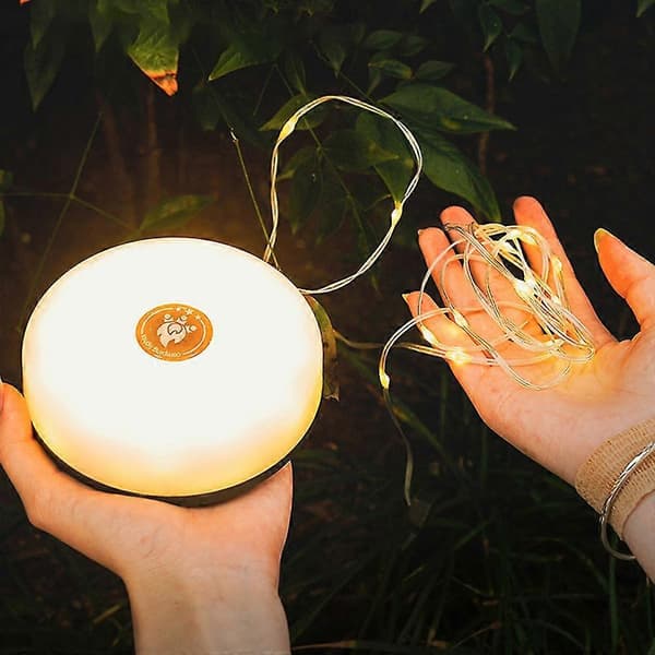 Camping String Light Rechargeable Outdoor Tent Rainbow Atmosphere String Lantern Waterproof Flashlight With Magnet Hook Lamp Warm light Warm light 8m