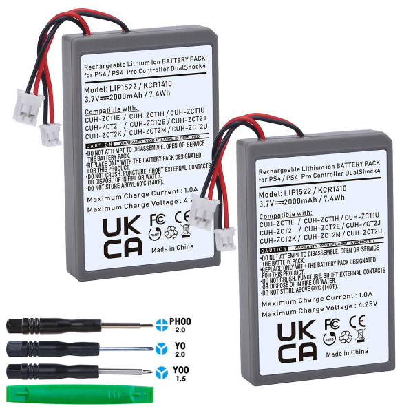 2x 2000mah Lip1522 Batteri for Sony PS4 Dualshock 4 Cuh-zct1e Cuh-zct1h Cuh-zct1u Cuh-zct2 Cuh-zct2u Trådløs Kontroller