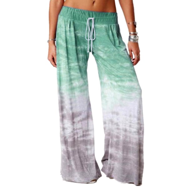 Fitnessbyxor för kvinnor, hög midja, gradient, utsvängda, för träning, fitness, utomhuskläder - 1 CMK Grön Green XXL