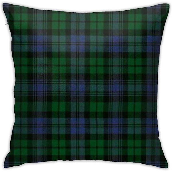 Svart klocka skotsk tartan kuddfodral soffa dekorativt prydnadskuddfodral för heminredning 18x18 tum