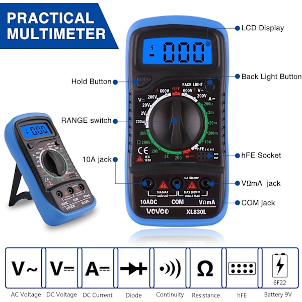 Lödkolv Lödkolvsset 60W Elektriskt Set Justerbar Temperatur Med Digital Multimeter, Lödkolvställ, Lödsug Och Portabel PU-väska -JJ-