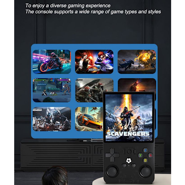 Retro Bærbar Linux 4 Tommers IPS Videospillkonsoll Håndholdt Videospiller 64GB Gaming
