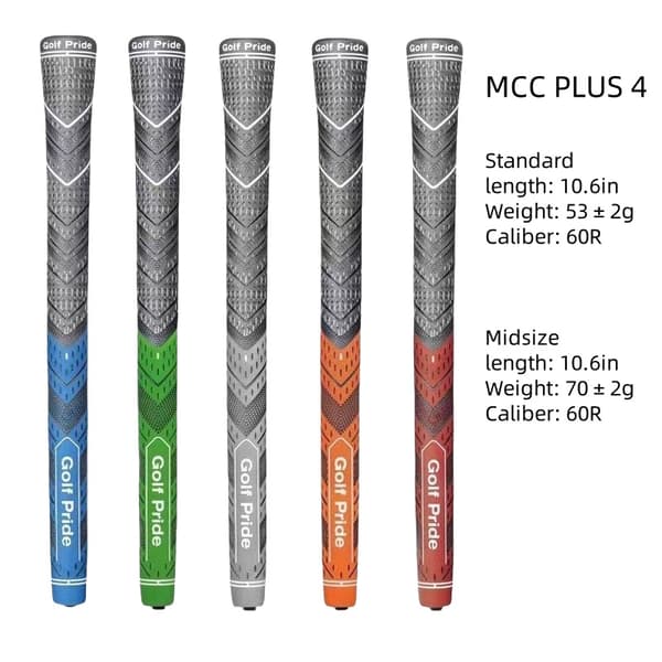 13 stk Golf Pride MCC PLUS 4 Golfgreb Standardstørrelse Mellemgrå Mellemstørrelse Grå Mellemstørrelse Grå Grey Midsize