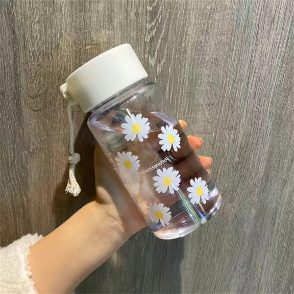 500 ml gennemsigtig vandflaske i plast BPA-fri bærbar udendørs sportskrus Student med Transparent 6 flower