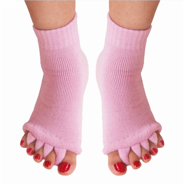 Separator strumpor för kvinnor, Yoga Sport Gym Massage Strumpor Fotjustering Strumpor Happy Feet Strumpor Bomull Tå