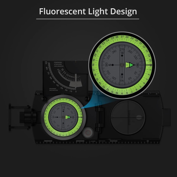 Ammattimainen sotilasvaelluskompassi kaltevuusmittarilla Metalli tähtäyskompassi Navigointikompassi