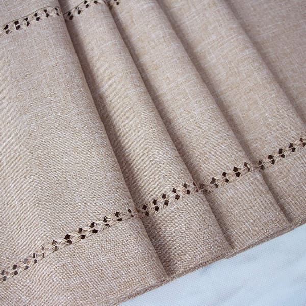 Eight-word wired hollow flat angle tablecloth table flag, 33 x 183 cm, beige-FY-