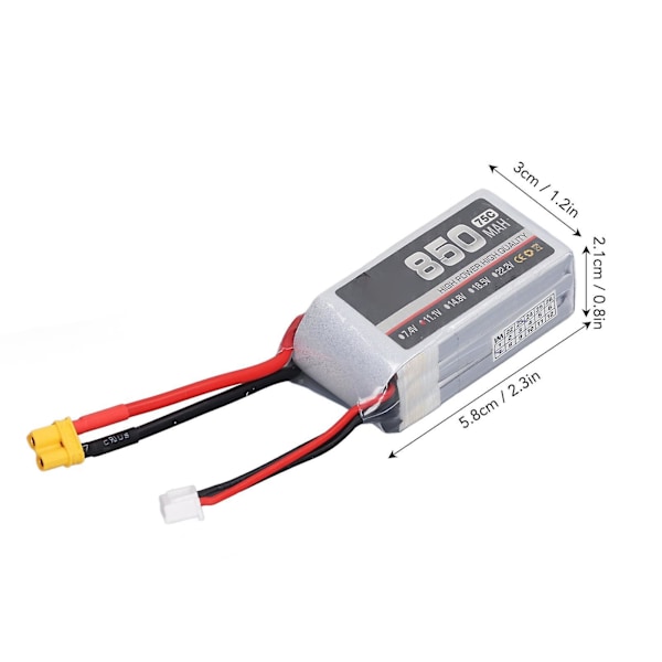 2024850mAh 75C Hög hastighet Lipo-batterier Li-Ion-batteripaket med XT30-kontakt för multirotor fastvingad modellflygplan 3S 11,1V