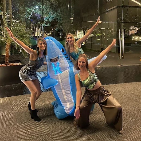 Uppblåsbar Hajdräkt med Käkar Hoppdräkt Rolig Carcharias Dräkt för Cosplayfest (Blå Haj) Blue Shark