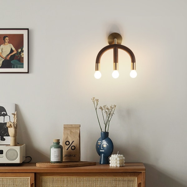 Retro kreativ japansk stil væglampe Wabi-sabi naturlig U-formet lampe nordisk LED stue ganglampe