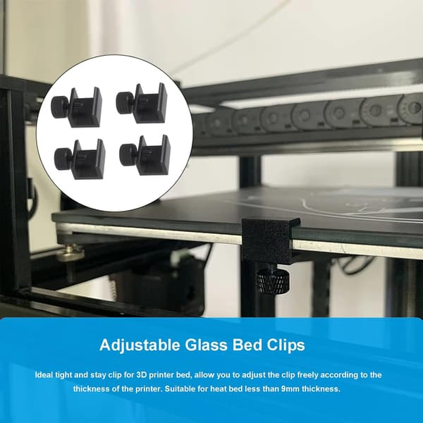 4 stk. glasbedklemmer, glashylde, til 3D-printer varm seng justerbart 3D-printertilbehør Sunmostar-FY-