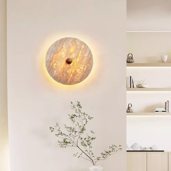 Creative Retro Vägglampa, Japansk Wabi-Sabi Style Taklampa, Natural Beige Travertine, Nordic Living Room Aisle LED Spotlight