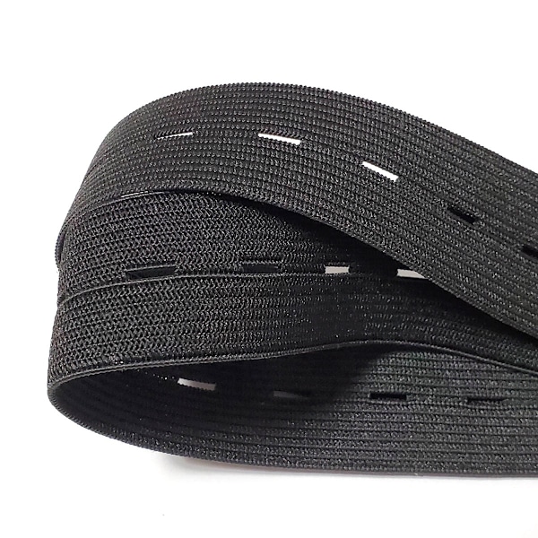 Elastisk knapphullsband, praktisk og allsidig, svart Black Bredd: 2cm