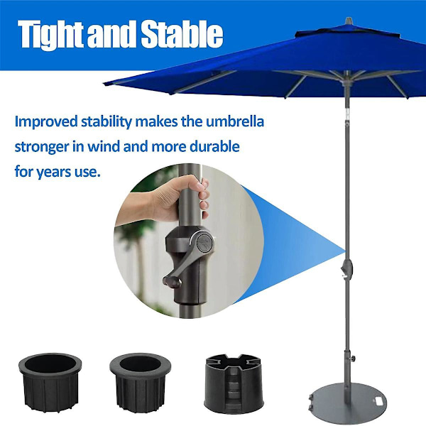 8 stk Paraplyfod Stativ Hul Ring Prop Cover og Cap Patio Paraply Stand Stand Base Stabilisator