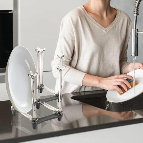 Set med 2 st muggtorkställ, infällbart ställ för dricksglas och nappflaskor, diskställ för köksbänken, grå-FY-