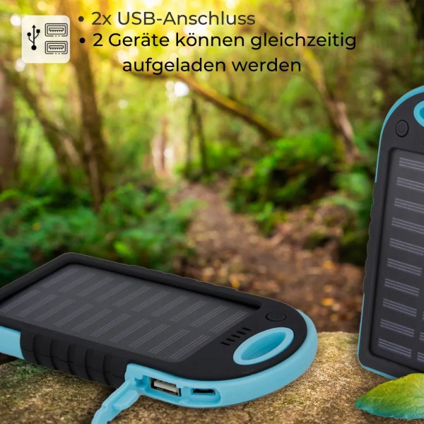 Solcelledrevet Powerbank 3000 mAh blå