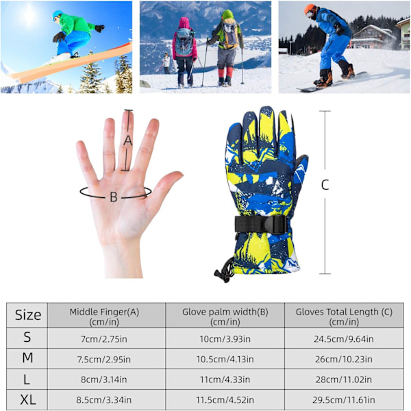 Skid- och snowboardhandskar, vattentäta vinterhandskar för män, skidåkning för barn, snowboard