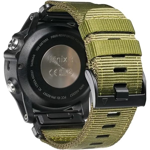 22 26 mm Nylon Military rem För GARMIN FENIX7 7X PRO 6 6X Mjuk slitstark remkropp För 965 Instinktiv ersättnings Army green