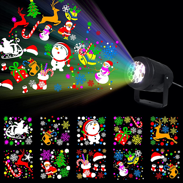 Utendørs Juleprojektor, 3D Roterende LED Projektor Vanntette Julelys