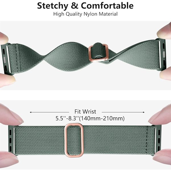Loop-rem kompatibel med Apple Watch-rem, justerbar stretch nylon flätad sport ersättningsrem för iWatch SE Series 9/8/7/6/5/4/3/2/1