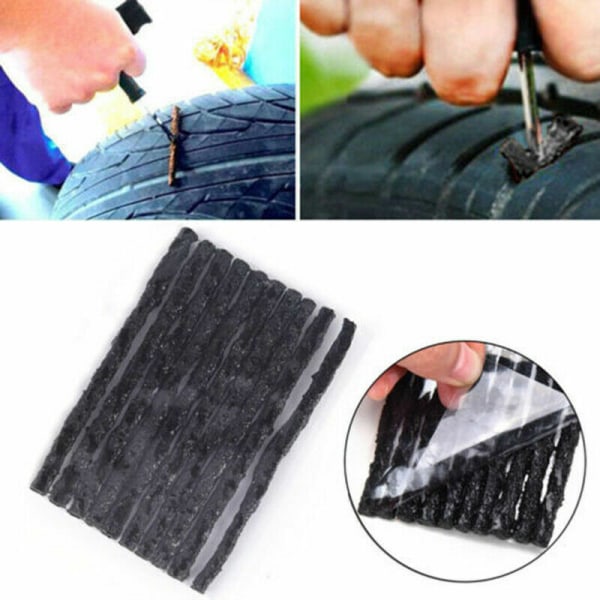 50 stk. punkteringsværktøjssæt, gummidæk punkteringsværktøj til nødreparation af slangeløse dæk i tilfælde af punktering, bildæk reparationskit, LO-Ron