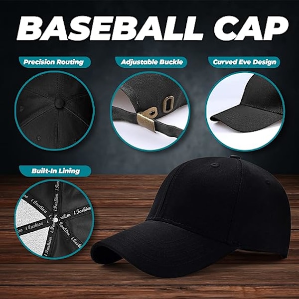 Enkle baseballcapser, med justerbar spenne, for bruk ved løping, treningssenter, mote, kontor og utendørs Unisex