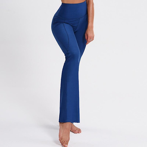 Yogabyxor för kvinnor, hög midja, stretchiga träningsbyxor, magkontroll, träningsbyxor CMK Vete Blå Wheat Blue XL