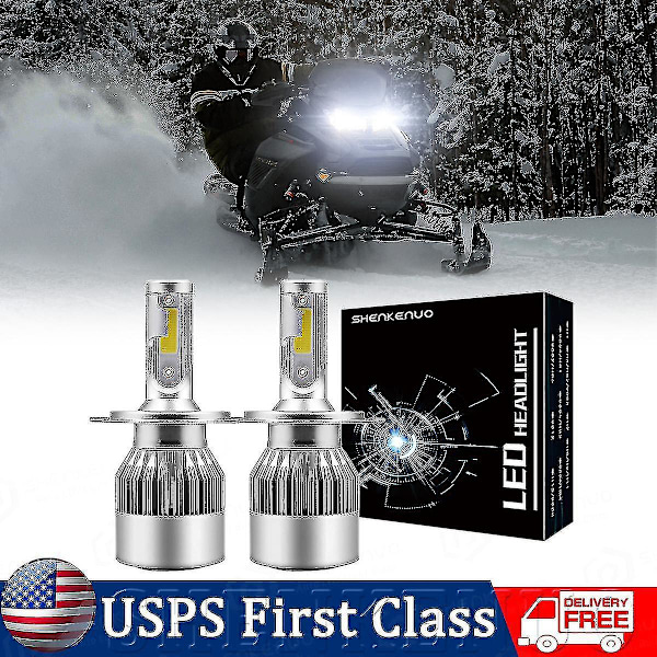 LED-frontlykter for Ski-doo snøscooter 9003 H4 Høy/lav Dual Beam Hvit 2 stk