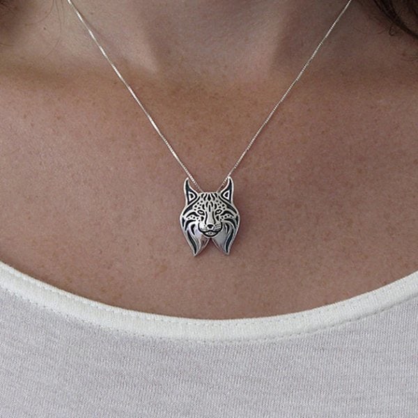 Halskjede LO Gaupe Lynx Katteelsker Silver