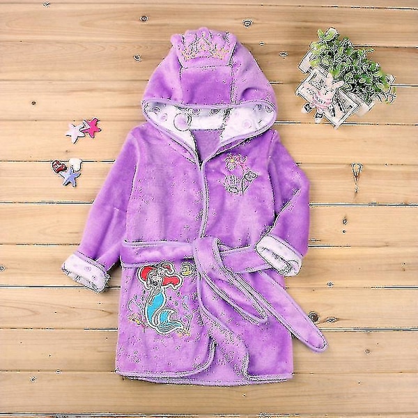 Barn Pojkar Flickor Mickey Mouse Huva Fleece Morgonrock Djur Nattkläder Purple