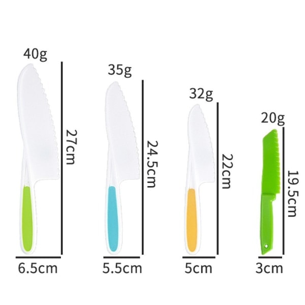 Lasten veitset - hedelmien ja vihannesten leikkaamiseen ja valmistamiseen Set of 4