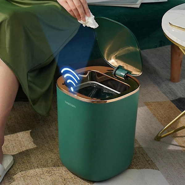 12L Skraldespand Køkken Badeværelse Toilet Affaldsspand Automatisk Induktion Vandtæt Affaldsbeholder Med L