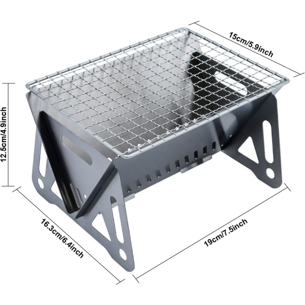 Mini Grill, Bærbar Mini Kulgrill, Grill til 1-2 Personer (211612cm) (Model 2)