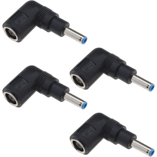 4 st 4 hane adaptrar för DC-strömadapter kompatibel med HP kompatibel med DELL 90 graders bärbar dator strömadapter svart