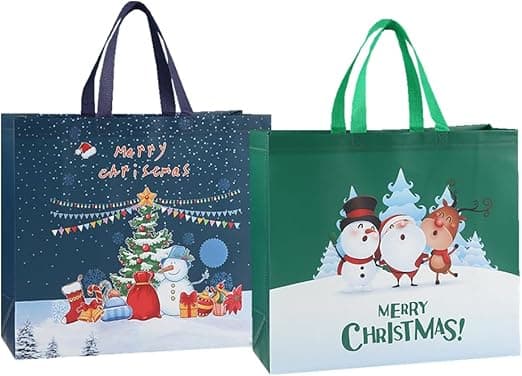 2-pack stora återanvändbara julkassar med handtag, vikbara-FY-