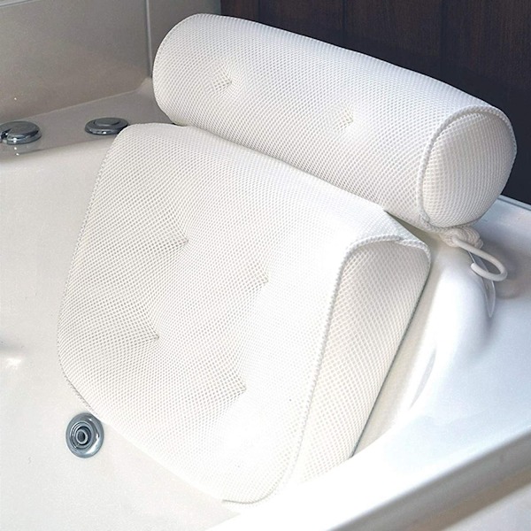 Badekarpude, badehovedstøtte, åndbar 3D mesh badekar SPA pude R & Eacute; mugresistent med 6 sugekopper til badekar