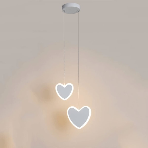 Modern Simple Pendant, Hanging Heart Shaped Hanging Lamp with White Lampshade, for Kids Rooms, Bedrooms, Aisles, etc. (3000K Warm White)