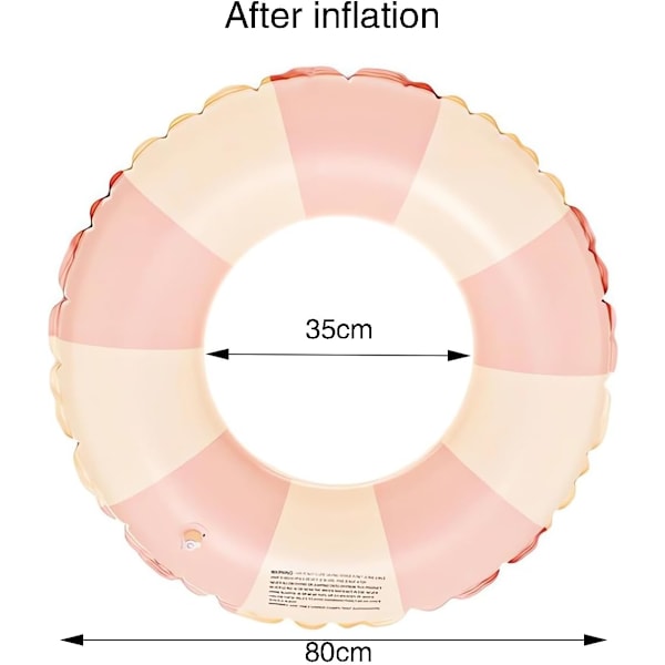 Oppblåsbar badering for voksne, badering poolbøye, retrostripet PVC oppblåsbar bøye poolbøye Pink