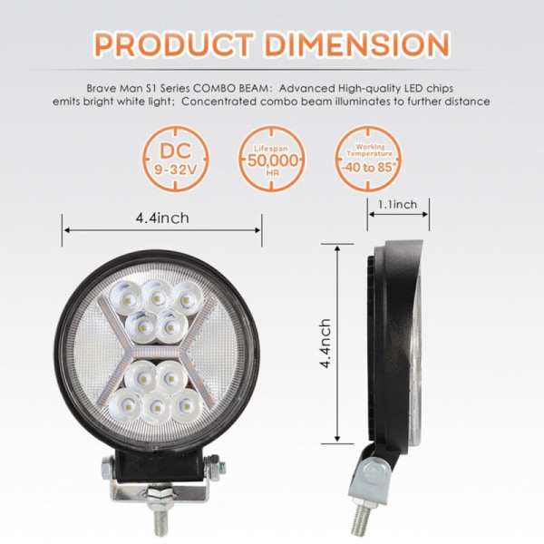 LED-työvalopalkki 117W 12000LM Amber DRL -valo maastoajoneuvojen ajovaloihin, kuorma-autoihin, maastoautoihin, veneisiin