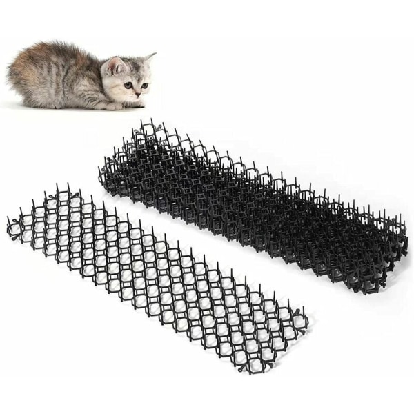 Sett med 6 kattrepellenter med pigger, 48,5 x 13,5 cm utendørs katteskremmematter, kattepigger, anti-kattmatter i piggtrådnett for hagegjerder