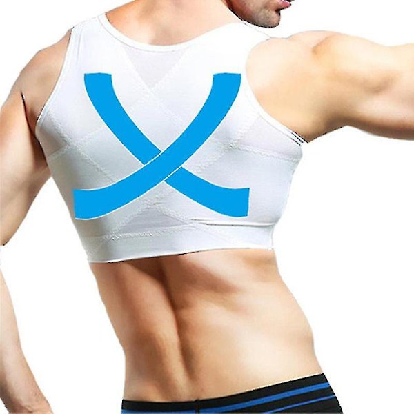Mænd Gynækomasti Shaper Ny Slankende Brystkontrol Bryst Shapewear Undertøj Mavebælter Hagekontrol Lynlås Hvid Zip White M