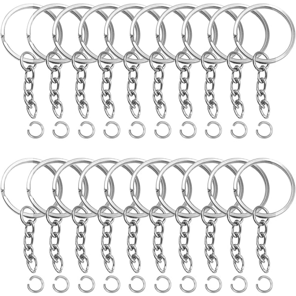 100PiecesKeyRingswithChain27mmSplitKeyChainRingsLotMetalKeyChainandOpenRingsSet