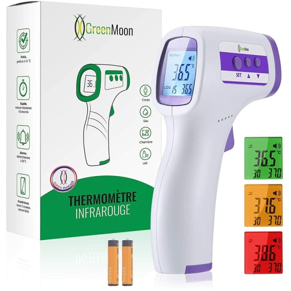 Pann termometer infraröd termometer för vuxna, kontaktfri termometer, LCD-display, minnesfunktion, infraröd termometer för barn, vuxna, objekt