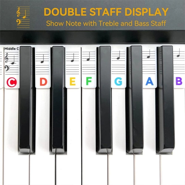 Avtagbara piano- och keyboard-etiketter 88 tangenter Flerfärgad MultiColor