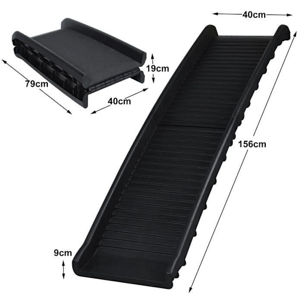 Fällbar Hundramp - XMTECH - Halkskydd - 156 x 40 x 9 cm - Max belastning 90 kg
